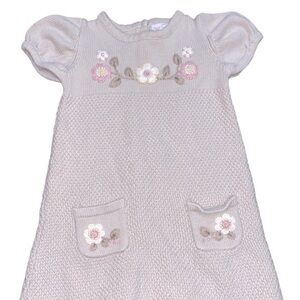 Vintage sweater knit dress floral embroidered kids size 12 months